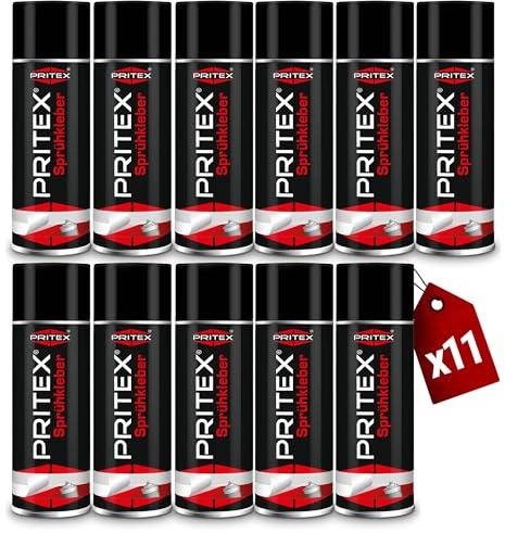 PRITEX Sprühkleber 11x 400ml, Kleberspray mit hoher Sofortklebekraft