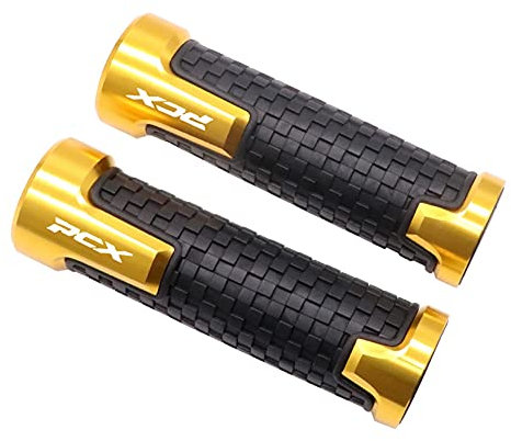 Motorrad Lenkergriffe, Universal Motorrad Lenkergriffe Gasgriff rutschfeste Motorradgriffe Lenkergriffe Griff Aluminium Griffe Abdeckungen für Meisten Motorrand/Roller,Gold