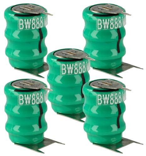 vhbw 5 NiMH Batería de botón de Repuesto Tipo V40H 3 Pines 40 mAh | 3,6 V compatible para lámparas solares, etc.