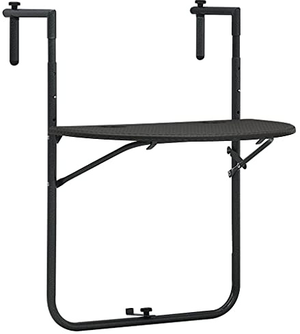 KTHLBRH (Blitzlie ferung) Garten Esstisch, Gartenmöbel, Balkontisch, Gartentische, Außenterrassentisch, Klappbares Design Balkonhängetisch Braun 60x64x83,5 cm Kunststoff Rattanoptik