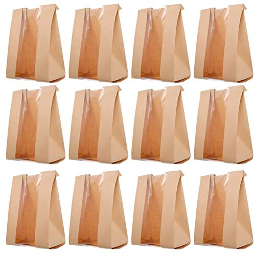 50 Stück Toast Brot Tasche Bäckereitüten Mit Sichtfenster Brot Geschenktüten Kraft-verpackungsbeutel Brotbeutel Mit Klarem Fenster Brotbehälter Brotdose Kraftpapier Lebensmittel