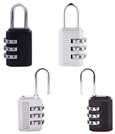 4 Pièces Cadenas à Combinaison Cadenas Code à 3 Chiffres Antirouille Serrure Combinée pour Abri de Jardin Clôture Cour Loquet