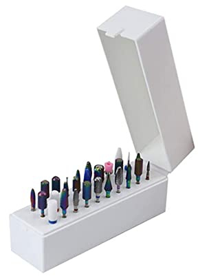 BAIWANLHC Nail Drill Storage Box Small Nail Drill Organizer Container Serviceable Nail Drill Bit Case Holder for Salon and Household