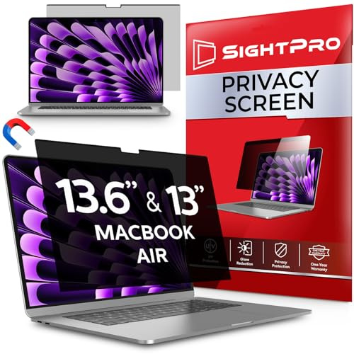 SightPro Magnetic Privacy Screen for MacBook Air 13 & 13.6 Inch (2022-2026, M2-M5) Patented Removable Laptop Privacy Filter Shield and Protector