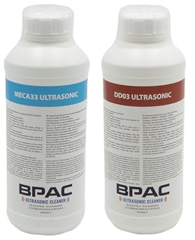 BPAC Pack MECA33 y DD03 Detergentes 1 L – Limpiador ultrasónico – Líquidos desengrasantes y desoxidantes para limpiador ultrasónico – 2 botellas de 1 L – Fabricado en Francia – Dilución del 2 al 5%