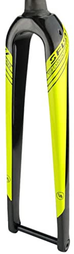 QHIYRZE Fahrrad Starrgabel Kohlefaser 26 27.5 29 Zoll MTB Fahrradgabel 700c Rennrad Gabeln Mountainbike Starr Gabel 12x100mm Steckachse Vorderradgabel 1-1/2 Konisches Scheibenbremse Gabel(Geel)