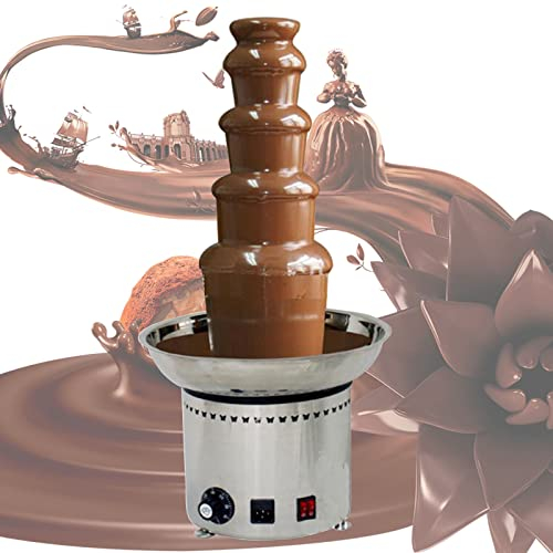 Stainless Steel Hot Chocolate Fondue Waterfall Machine,4/5/6/7 Tiers Chocolate Fountain Sauce Melting Tower for Nacho Cheese, Candy, Butter, BBQ Sauce (5 Tier)