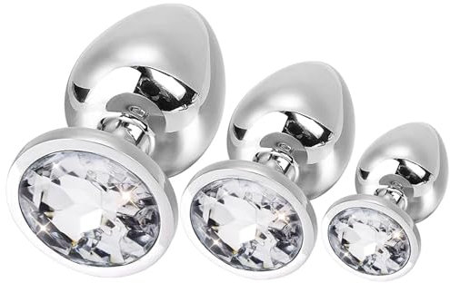 3 Pezzi Plug Anale,Spina Anale Set,S+ M+ L Set Sex Toy,Metallo Butt Plug,Set plug anale con cristallo diamante,per principianti donne, coppie, uomini…