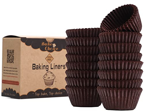 Muffinförmchen Papier Mini,400 Stück Braun Pergament,lebensmittelecht & Antihaftbeschichtet & Fettdicht,für Party & Weihnachten & Geburtstag,Minigröße