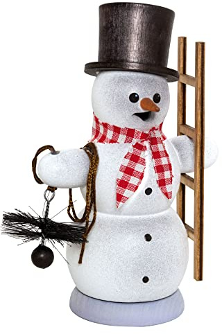 Kuhnert Rauchmann/Räucherfigur aus Holz - Schneemann als Schornsteinfeger - Größe: ca. 13 cm - Made in Germany