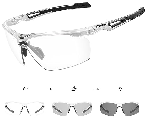 SCVCN Photochromatische Selbsttönend Fahrradbrille Herren Damen Sportsonnenbrille Klar Radsport Radfahren MTB Radbrille Laufen Volleyball Tennis Autofahren Angeln Softball Bergsteigen Golf Wandern 07