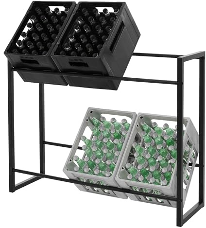 ML-Design Scaffale per 6-8 Casse per Bevande 104x32x82,5 cm in Acciaio Portacasse per Acqua Porta Scatole di Bibite per Cucina Cantinetta Portabottiglie per Garage Scaffali a Ripiani per Cantina
