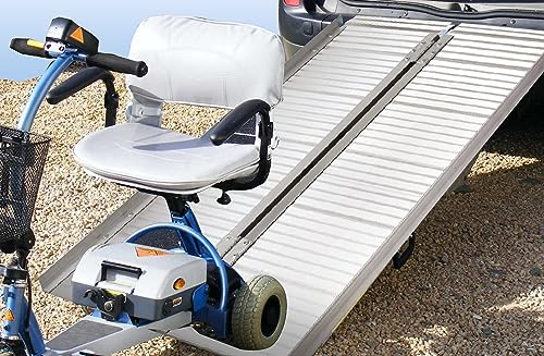 BOTOWI Zusammenklappbare Aluminium-Rollstuhlrampe Schwellen-Rampe mit Rutschfester Oberfläche Tragbare Rampen für Treppenstufen Handicap-Rampe für Stufen/Türen/Treppen,Sliver,4ft/120cm