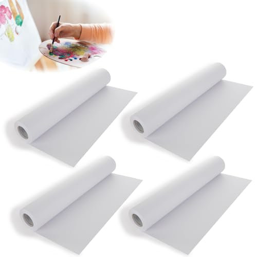 SHUESS 4 Rollen weiße Zeichenpapierrolle – 30 cm x 15 m Kunst-Staffelei Papierrolle zum Skizzieren, Zeichnen und Malen – vielseitige Transparentpapierrolle zum Zeichnen und Verpacken von Geschenken