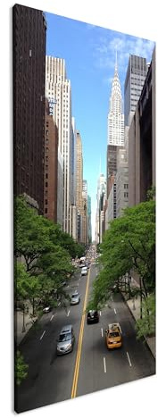 Straßen von New York City Panorama 80x40 cm als Leinwandbild, Motiv fertig gerahmt auf Echtholzrahmen, Hochwertiger Digitaldruck mit Rahmen