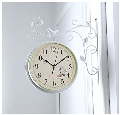 Antik Retro Bahnhofsuhr Retro Eisenvogel doppelseitige Wanduhr, Vintage-Wandhänge-Stationuhr, 360 ° rotierende Uhr for Terrasse Garten Haus im Freien im Freien Schlafzimmer Lernwanddekoration Wanduhr