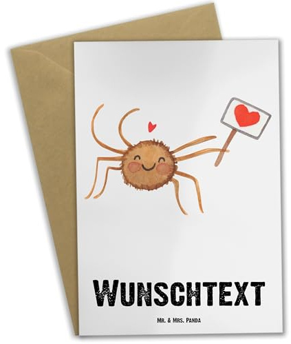 Mr. & Mrs. Panda Personalisierte Karte Spinne Agathe Motivation - Geschenke, Grußkarte personalisierbar, personalisiert, Grußkarten, individuelle, Liebe, Glück, Vertrauen, Dankeschön