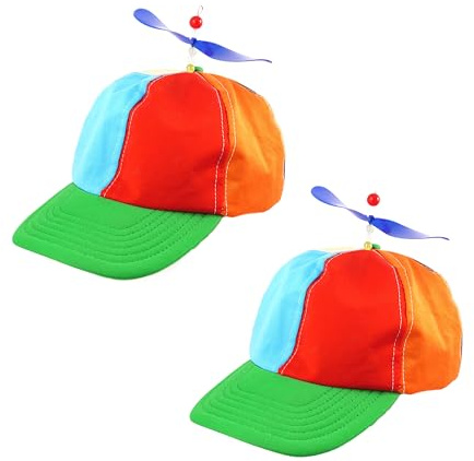 Lizzy 2 x Helicopter Clown Hat | Adult Funny Fisherman Hat Colorful Patchwork Rainbow Propeller Cap, Summer Sun Protection Sun Hat Outdoor Hat for Fancy Dress Party Gifts
