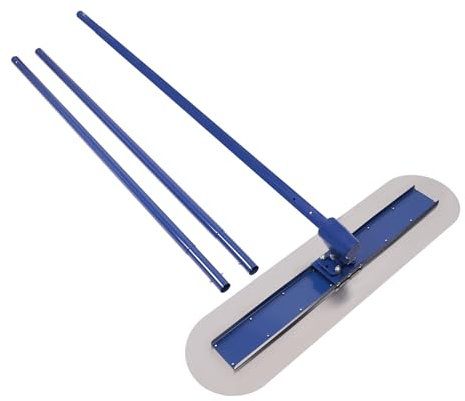 Truelle de lissage en acier inoxydable 120 x 30 cm pour lisser les sols en béton et en ciment sur les chantiers, les routes, etc. Utilise une poignée allongée sans effort et confortable