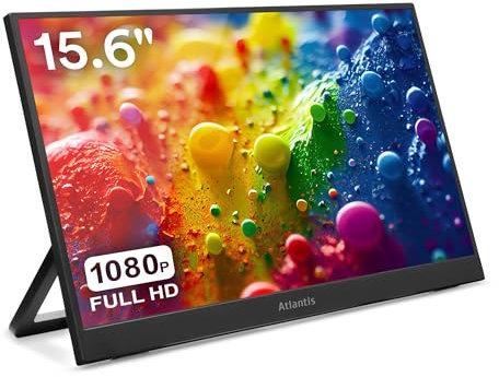 Atlantis Monitor Portatile 16 Pollici, 1080P Full HD 1920x1080, HDMI/Type_C, Speaker 2x1W, Inclinazione Regolabile, display IPS, per Notebook/Console/Switch/ 179/179, Cavo HDMI 1,5m/Type_C, peso< 1Kg.