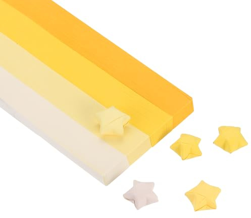 PATIKIL 1080 Sheets Origami Star Paper Strips, 4 Gradient Yellow Paper Star Strips Lucky Star Paper for DIY Hand Art Crafts, 9.4x1/2inch