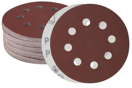 Meccion 125mm Discos de Lija 50 Piezas Grano 600 Lija Circular con 8 Agujeros Papel de Lija para Lijadora orbital Aleatoria