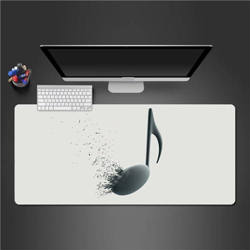 QiHon Gaming Mauspad XXL Musiknoten Großes Mauspad Schreibtischauflage mit Vernähte Kanten Einer speziellen Oberfläche verbessert Geschwindigkeit und Präzision 600x400x3mm
