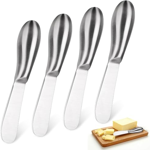 Giantree 4 Stück Buttermesser Klein, Edelstahl Käsemesser Dessertmesser brötchenmesser Tafelmesser Marmelade Messer Küchenwerkzeug Besteck für Butter, Käse und Gebäckherstellung 13,5x2,4cm