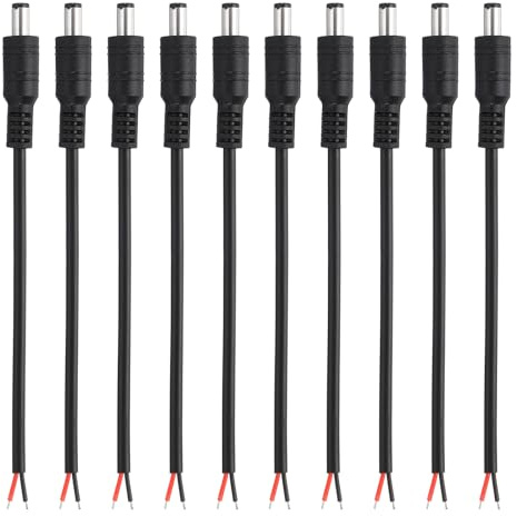 PATIKIL 6 Inch DC Power Cable, 20 Pcs 5.5mm x 2.1mm Barrel Plug Socket Cables DC Male Plug to Bare Wire Open Adapter for LED Strip, CCTV Camera