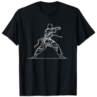Karaté Line Art Artiste Martial Ceinture Noire T-Shirt