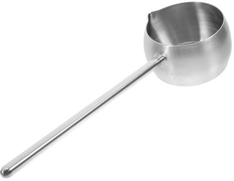 Luxshiny Stainless Steel Oil Ladle with Long Handle 11In Mini Pot 10Oz for Safe Oil Pouring and Frying Kitchen Tool