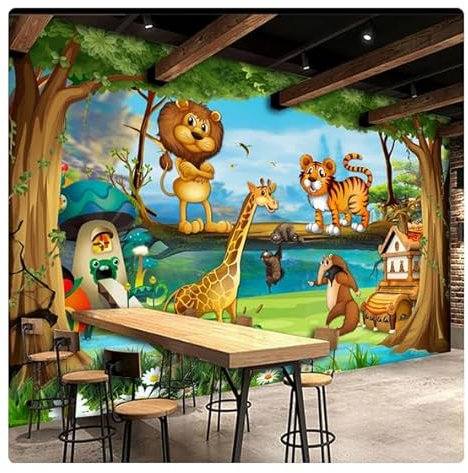 vsdhlsidgl Benutzerdefinierte Wandbild Kinderzimmer Schlafzimmer Schöne Cartoon Wald Hintergrundbild Wanddekor Kindertapete Volumen Wandmalerei * 430 cm x 300 cm (169,3 x 118,1 Zoll)