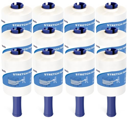 ADHES TAPE Pellicola Imballaggio Trasparente 13cm x 304m 12 Roll 80 Gauge Plastica Pellicola Protettiva, Pellicola per Imballaggio Per Pallet e Pellicola Termoretraibile, Traslochi Wrap