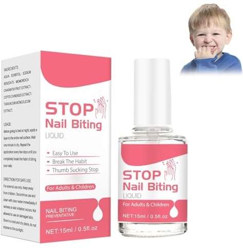 DMQ Quick Drying Stop Biting Nails, Anti Biting Nail Polish - Clear Varnish with Treatment Benefits for Adults & Children - Easy Application