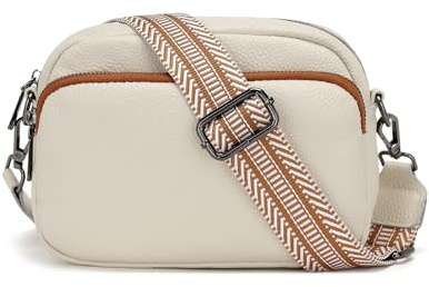 Miss Lulu Bolso cruzado para mujer, bolso de hombro de piel auténtica, bolso para mujer, bolso a prueba de salpicaduras, correa de hombro ajustable