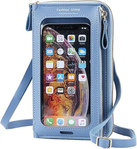 OrcOw Touchable Women's Cross Body Phone Bag Cell Phone Wallet Crossbody Shoulder Bag Wristlet Bags with Shoulder Transparent Mini Wallet Cell Phone Pouch