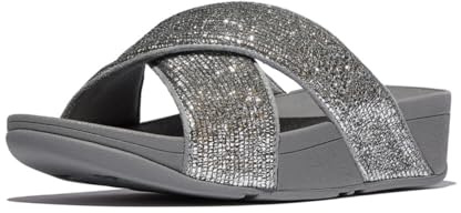 Fitflop Women's Lulu Crinkled-shimmer Cross SlidesSlide Sandal