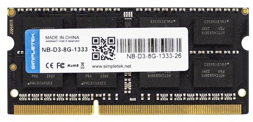 SIMPLETEK - Módulo memoria RAM 8 GB DDR3 1333 MHz 1,5 V Banco SODIMM Ordenador Notebook AIO