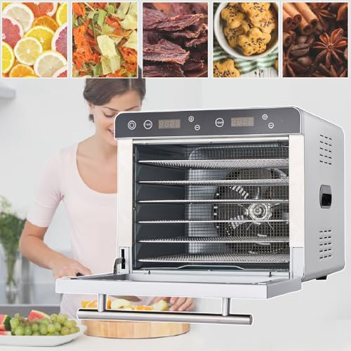 Deshidratador De Frutas De 6/8 Bandejas | Deshidratador De Alimentos Digital Con Temporizador Ajustable Para El Hogar, Frutas, Cecina, Carne, Golosinas Para Perros Y Verduras,8Tray-110V