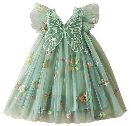 JiAmy Baby flickklänning småbarn tutu tyll fjärilsklänningar spädbarn ärmlös bröllop födelsedagsfest prinsesskläder för flickor 6 månader – 5 år, gRÖN, 3-4 År