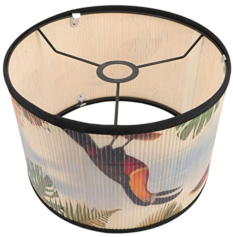 Mikikit Paralume in Bambù Retro Con Motivo Stampato Coprilampada Sospensione Elegante Paralume Vintage Per Soffitti Resistente e Morbido Per Spazi e Accoglienti