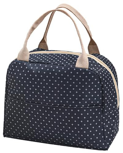 KEYRI Fiambreras Comida Bolsa Porta Trabajo Isotermica Lunch Bag Nevera Portatil Pequeña Antifugas Ligera y Resistente Oficina Viaje Picnic con Forro Plástico Aislamiento Térmico (Negro)