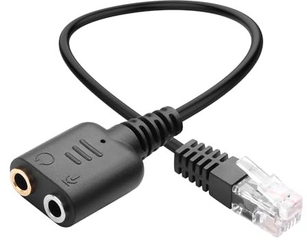 YACSEJAO Cavo audio da RJ9 a Dual 3,5 mm, 8 pollici/20 cm, connettore RJ9 a doppia presa da 3,5 mm, adattatore per cuffie per telefono PC