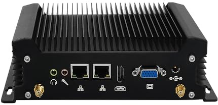 AIOPCWA Industrial Mini PC Fanless, Core i5 1335U, 2 x COM RS232 Embedded Micro Computer, 2x Gigabit RJ45 LAN, DDR5 8GB RAM 256GB NVMe, Dual Band WLAN/BT, 2-Display, WinOS/Linux