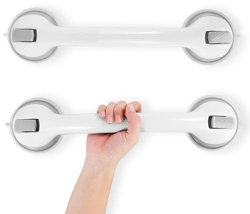 KINDLUME 2 Piezas Agarraderas Baño para Mayores, Asidero Ducha, Asidero Baño con Ventosa, Agarraderas de Seguridad Extra Largas y Antideslizantes para Ancianos, para Asistencia Estable en la Ducha