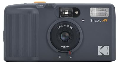 Kodak Snapic A1 – Appareil Photo Argentique 35mm Réutilisable avec Objectif en Verre à 3 Éléments, Grand Angle 25mm, Mise au Point 2 Zones et Fonction Double Exposition – Gris Rhino