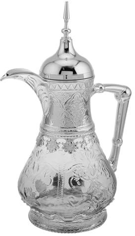 TOGEVAL Pichet à Eau 1,6 L en Verre Style Moyen-oriental, Cruche Bec Verseur et Anse Ergonomique, pour Réfrigérateur, Café Glacé, Sangria et Service de Boissons Lors de Réunions