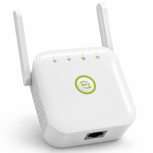 WiFi Extender Booster, Dual Antennas WiFi Signal Range Amplifier 300Mbps | Covers Up to 9999 Sq. Ft 60 Devices, Easy Setup Signal Extender with Ethernet Port, Network Repeater for Home Office Camera
