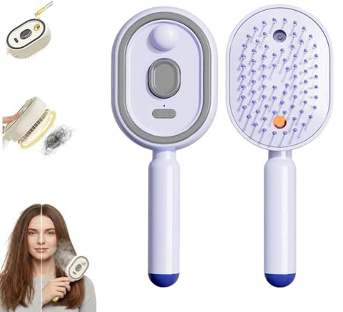 Brosse Vapeur Électrique, Brosse À Cheveux 2 En 1 Brumisateurs Avec Spray D'eau, Lisseur Vapeur Rechargeable Pour Cheveux Naturels, Anti-frisottis Peigne De Massage Rétractable À Coussin D'air