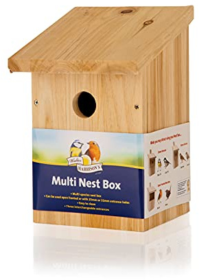 Walter Harrison's Multi Nest Bird Box with Three Interchangeable Entrances | Multi-Species Bird House, Can Be Used Open Fronted or with 25 mm or 32 mm Entrance Holes, Sturdy Wooden Build